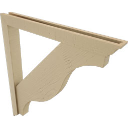 Ekena Millwork - BKTUR0352X32X36FST01RCPR - Timberthane Faux Wood Funston Style Bracket w/ Offset Brace, Traditional Ends, 3 1/2"W x 32"D x 36"H, Primed Tan