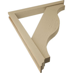 Ekena Millwork - BKTUR0352X32X36FST01RCPR - Timberthane Faux Wood Funston Style Bracket w/ Offset Brace, Traditional Ends, 3 1/2"W x 32"D x 36"H, Primed Tan