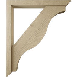 Ekena Millwork - BKTUR0352X32X38FST01RCPR - Timberthane Faux Wood Funston Style Bracket w/ Offset Brace, Traditional Ends, 3 1/2"W x 32"D x 38"H, Primed Tan