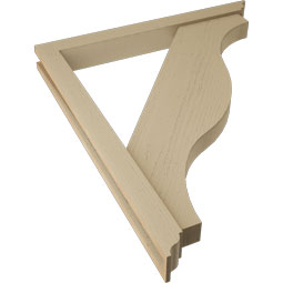 Ekena Millwork - BKTUR0352X32X38FST01RCPR - Timberthane Faux Wood Funston Style Bracket w/ Offset Brace, Traditional Ends, 3 1/2"W x 32"D x 38"H, Primed Tan
