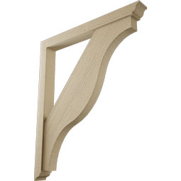 Ekena Millwork - BKTUR0352X32X38FST01RCPR - Timberthane Faux Wood Funston Style Bracket w/ Offset Brace, Traditional Ends, 3 1/2"W x 32"D x 38"H, Primed Tan