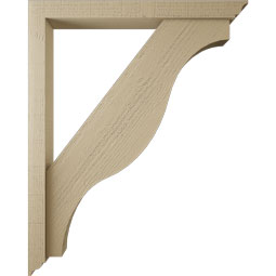 Ekena Millwork - BKTUR0352X32X40FST01RCPR - Timberthane Faux Wood Funston Style Bracket w/ Offset Brace, Traditional Ends, 3 1/2"W x 32"D x 40"H, Primed Tan