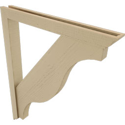 Ekena Millwork - BKTUR0352X32X40FST01RCPR - Timberthane Faux Wood Funston Style Bracket w/ Offset Brace, Traditional Ends, 3 1/2"W x 32"D x 40"H, Primed Tan