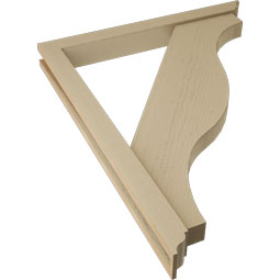Ekena Millwork - BKTUR0352X32X40FST01RCPR - Timberthane Faux Wood Funston Style Bracket w/ Offset Brace, Traditional Ends, 3 1/2"W x 32"D x 40"H, Primed Tan