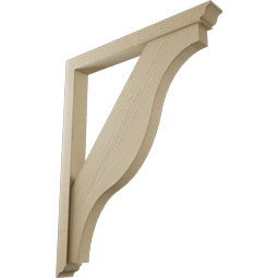Ekena Millwork - BKTUR0352X32X40FST01RCPR - Timberthane Faux Wood Funston Style Bracket w/ Offset Brace, Traditional Ends, 3 1/2"W x 32"D x 40"H, Primed Tan