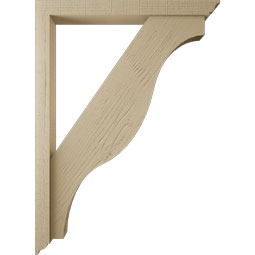 Ekena Millwork - BKTUR0352X32X44FST01RCPR - Timberthane Faux Wood Funston Style Bracket w/ Offset Brace, Traditional Ends, 3 1/2"W x 32"D x 44"H, Primed Tan