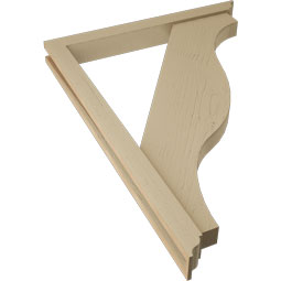 Ekena Millwork - BKTUR0352X32X44FST01RCPR - Timberthane Faux Wood Funston Style Bracket w/ Offset Brace, Traditional Ends, 3 1/2"W x 32"D x 44"H, Primed Tan