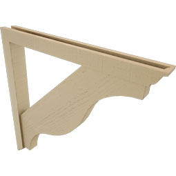 Ekena Millwork - BKTUR0352X34X34FST01RCPR - Timberthane Faux Wood Funston Style Bracket w/ Offset Brace, Traditional Ends, 3 1/2"W x 34"D x 34"H, Primed Tan