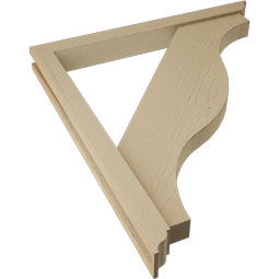 Ekena Millwork - BKTUR0352X34X38FST01RCPR - Timberthane Faux Wood Funston Style Bracket w/ Offset Brace, Traditional Ends, 3 1/2"W x 34"D x 38"H, Primed Tan