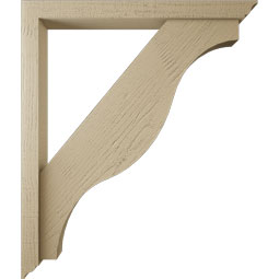 Ekena Millwork - BKTUR0352X34X40FST01RCPR - Timberthane Faux Wood Funston Style Bracket w/ Offset Brace, Traditional Ends, 3 1/2"W x 34"D x 40"H, Primed Tan