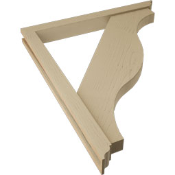 Ekena Millwork - BKTUR0352X34X40FST01RCPR - Timberthane Faux Wood Funston Style Bracket w/ Offset Brace, Traditional Ends, 3 1/2"W x 34"D x 40"H, Primed Tan