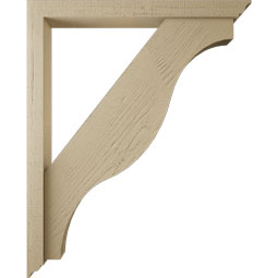 Ekena Millwork - BKTUR0352X34X42FST01RCPR - Timberthane Faux Wood Funston Style Bracket w/ Offset Brace, Traditional Ends, 3 1/2"W x 34"D x 42"H, Primed Tan