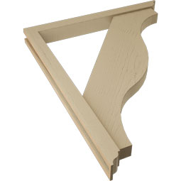 Ekena Millwork - BKTUR0352X34X42FST01RCPR - Timberthane Faux Wood Funston Style Bracket w/ Offset Brace, Traditional Ends, 3 1/2"W x 34"D x 42"H, Primed Tan
