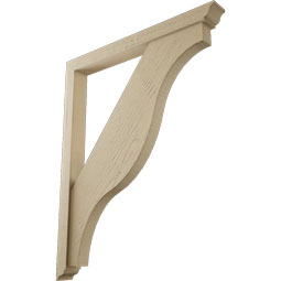 Ekena Millwork - BKTUR0352X34X42FST01RCPR - Timberthane Faux Wood Funston Style Bracket w/ Offset Brace, Traditional Ends, 3 1/2"W x 34"D x 42"H, Primed Tan