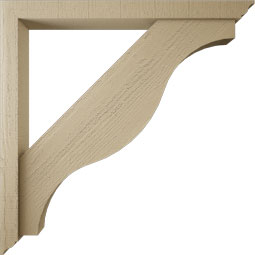 Ekena Millwork - BKTUR0352X36X36FST01RCPR - Timberthane Faux Wood Funston Style Bracket w/ Offset Brace, Traditional Ends, 3 1/2"W x 36"D x 36"H, Primed Tan