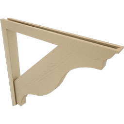 Ekena Millwork - BKTUR0352X36X36FST01RCPR - Timberthane Faux Wood Funston Style Bracket w/ Offset Brace, Traditional Ends, 3 1/2"W x 36"D x 36"H, Primed Tan
