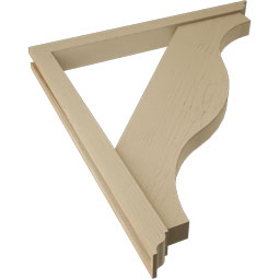 Ekena Millwork - BKTUR0352X36X40FST01RCPR - Timberthane Faux Wood Funston Style Bracket w/ Offset Brace, Traditional Ends, 3 1/2"W x 36"D x 40"H, Primed Tan