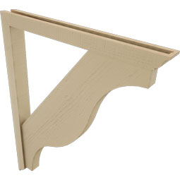 Ekena Millwork - BKTUR0352X36X44FST01RCPR - Timberthane Faux Wood Funston Style Bracket w/ Offset Brace, Traditional Ends, 3 1/2"W x 36"D x 44"H, Primed Tan