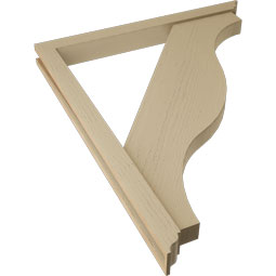 Ekena Millwork - BKTUR0352X36X44FST01RCPR - Timberthane Faux Wood Funston Style Bracket w/ Offset Brace, Traditional Ends, 3 1/2"W x 36"D x 44"H, Primed Tan