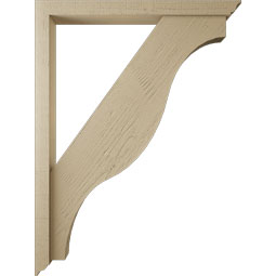 Ekena Millwork - BKTUR0352X36X48FST01RCPR - Timberthane Faux Wood Funston Style Bracket w/ Offset Brace, Traditional Ends, 3 1/2"W x 36"D x 48"H, Primed Tan