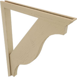 Ekena Millwork - BKTUR0352X36X48FST01RCPR - Timberthane Faux Wood Funston Style Bracket w/ Offset Brace, Traditional Ends, 3 1/2"W x 36"D x 48"H, Primed Tan