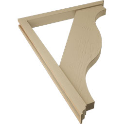 Ekena Millwork - BKTUR0352X36X48FST01RCPR - Timberthane Faux Wood Funston Style Bracket w/ Offset Brace, Traditional Ends, 3 1/2"W x 36"D x 48"H, Primed Tan