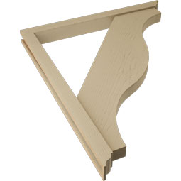Ekena Millwork - BKTUR0352X38X44FST01RCPR - Timberthane Faux Wood Funston Style Bracket w/ Offset Brace, Traditional Ends, 3 1/2"W x 38"D x 44"H, Primed Tan