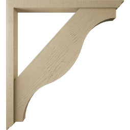 Ekena Millwork - BKTUR0352X40X44FST01RCPR - Timberthane Faux Wood Funston Style Bracket w/ Offset Brace, Traditional Ends, 3 1/2"W x 40"D x 44"H, Primed Tan