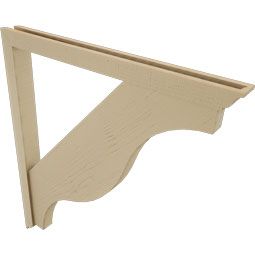 Ekena Millwork - BKTUR0352X40X44FST01RCPR - Timberthane Faux Wood Funston Style Bracket w/ Offset Brace, Traditional Ends, 3 1/2"W x 40"D x 44"H, Primed Tan