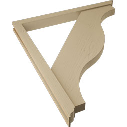 Ekena Millwork - BKTUR0352X40X44FST01RCPR - Timberthane Faux Wood Funston Style Bracket w/ Offset Brace, Traditional Ends, 3 1/2"W x 40"D x 44"H, Primed Tan