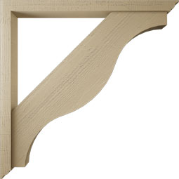 Ekena Millwork - BKTUR0352X42X42FST01RCPR - Timberthane Faux Wood Funston Style Bracket w/ Offset Brace, Traditional Ends, 3 1/2"W x 42"D x 42"H, Primed Tan
