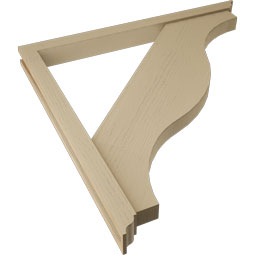 Ekena Millwork - BKTUR0352X42X42FST01RCPR - Timberthane Faux Wood Funston Style Bracket w/ Offset Brace, Traditional Ends, 3 1/2"W x 42"D x 42"H, Primed Tan