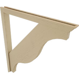 Ekena Millwork - BKTUR0352X42X48FST01RCPR - Timberthane Faux Wood Funston Style Bracket w/ Offset Brace, Traditional Ends, 3 1/2"W x 42"D x 48"H, Primed Tan