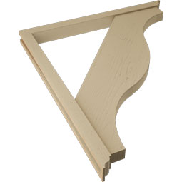 Ekena Millwork - BKTUR0352X42X48FST01RCPR - Timberthane Faux Wood Funston Style Bracket w/ Offset Brace, Traditional Ends, 3 1/2"W x 42"D x 48"H, Primed Tan
