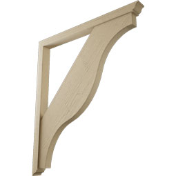 Ekena Millwork - BKTUR0352X42X48FST01RCPR - Timberthane Faux Wood Funston Style Bracket w/ Offset Brace, Traditional Ends, 3 1/2"W x 42"D x 48"H, Primed Tan