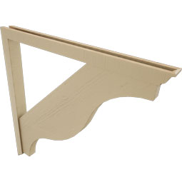 Ekena Millwork - BKTUR0352X44X44FST01RCPR - Timberthane Faux Wood Funston Style Bracket w/ Offset Brace, Traditional Ends, 3 1/2"W x 44"D x 44"H, Primed Tan