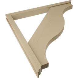 Ekena Millwork - BKTUR0352X44X44FST01RCPR - Timberthane Faux Wood Funston Style Bracket w/ Offset Brace, Traditional Ends, 3 1/2"W x 44"D x 44"H, Primed Tan
