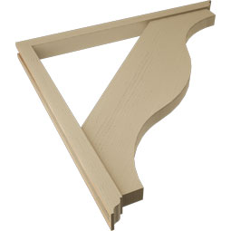 Ekena Millwork - BKTUR0352X46X46FST01RCPR - Timberthane Faux Wood Funston Style Bracket w/ Offset Brace, Traditional Ends, 3 1/2"W x 46"D x 46"H, Primed Tan