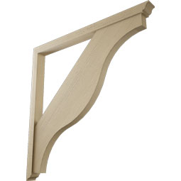 Ekena Millwork - BKTUR0352X46X46FST01RCPR - Timberthane Faux Wood Funston Style Bracket w/ Offset Brace, Traditional Ends, 3 1/2"W x 46"D x 46"H, Primed Tan