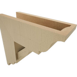 Ekena Millwork - BKTUR0554X14X14FST01RCPR - Timberthane Faux Wood Funston Style Bracket w/ Offset Brace, Traditional Ends, 5 1/2"W x 14"D x 14"H, Primed Tan