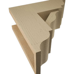 Ekena Millwork - BKTUR0554X14X14FST01RCPR - Timberthane Faux Wood Funston Style Bracket w/ Offset Brace, Traditional Ends, 5 1/2"W x 14"D x 14"H, Primed Tan