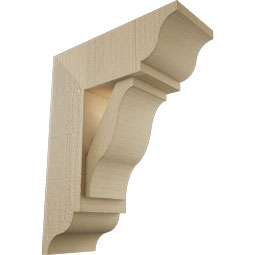 Ekena Millwork - BKTUR0554X14X18FST01RCPR - Timberthane Faux Wood Funston Style Bracket w/ Offset Brace, Traditional Ends, 5 1/2"W x 14"D x 18"H, Primed Tan