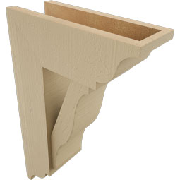 Ekena Millwork - BKTUR0554X14X22FST01RCPR - Timberthane Faux Wood Funston Style Bracket w/ Offset Brace, Traditional Ends, 5 1/2"W x 14"D x 22"H, Primed Tan