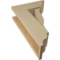 Ekena Millwork - BKTUR0554X14X22FST01RCPR - Timberthane Faux Wood Funston Style Bracket w/ Offset Brace, Traditional Ends, 5 1/2"W x 14"D x 22"H, Primed Tan