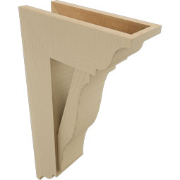 Ekena Millwork - BKTUR0554X14X26FST01RCPR - Timberthane Faux Wood Funston Style Bracket w/ Offset Brace, Traditional Ends, 5 1/2"W x 14"D x 26"H, Primed Tan