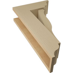 Ekena Millwork - BKTUR0554X14X26FST01RCPR - Timberthane Faux Wood Funston Style Bracket w/ Offset Brace, Traditional Ends, 5 1/2"W x 14"D x 26"H, Primed Tan