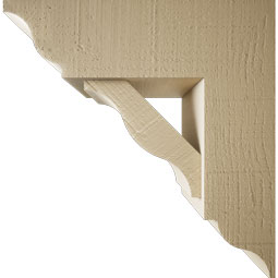 Ekena Millwork - BKTUR0554X16X16FST01RCPR - Timberthane Faux Wood Funston Style Bracket w/ Offset Brace, Traditional Ends, 5 1/2"W x 16"D x 16"H, Primed Tan