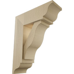 Ekena Millwork - BKTUR0554X16X20FST01RCPR - Timberthane Faux Wood Funston Style Bracket w/ Offset Brace, Traditional Ends, 5 1/2"W x 16"D x 20"H, Primed Tan