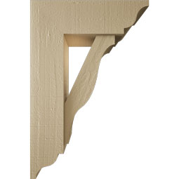Ekena Millwork - BKTUR0554X16X24FST01RCPR - Timberthane Faux Wood Funston Style Bracket w/ Offset Brace, Traditional Ends, 5 1/2"W x 16"D x 24"H, Primed Tan