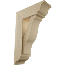 Ekena Millwork - BKTUR0554X16X24FST01RCPR - Timberthane Faux Wood Funston Style Bracket w/ Offset Brace, Traditional Ends, 5 1/2"W x 16"D x 24"H, Primed Tan